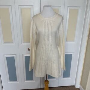 NWT Soft Surroundings Sweater Dress Womens Size XL Off White Cream Cable Knit